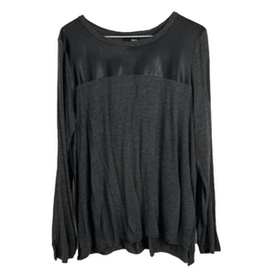 Aritzia Wilfred Free Simone Gray/Black Shirt w/ Faux Leather Embellishments